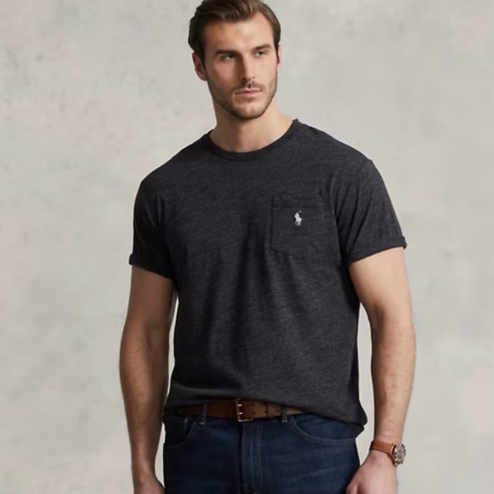 POLO Ralph Lauren, Slim Fit Cotton Teeshirt Black Marl Heather, Size M